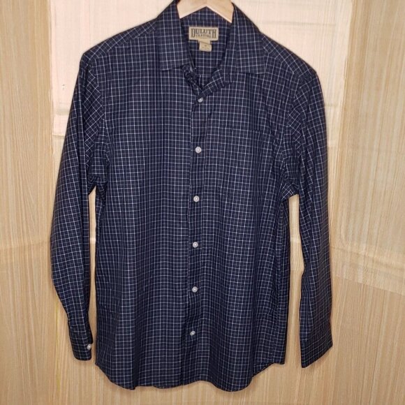 Duluth Trading Company Mens Blue Plaid Long Sleeve Button Down Medium - Picture 1 of 5